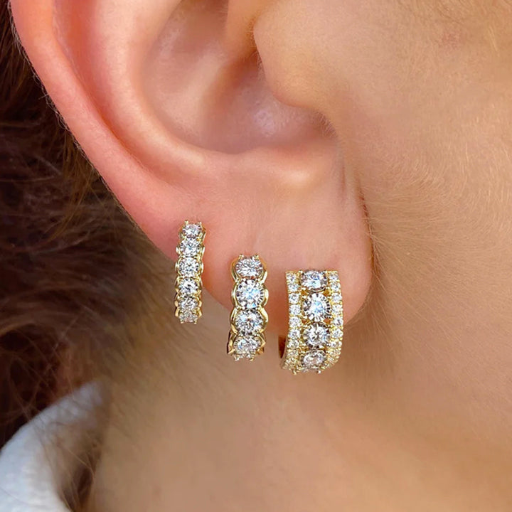 14K Yellow Gold 0.60ctw Diamond Huggie Earrings - SC55022788