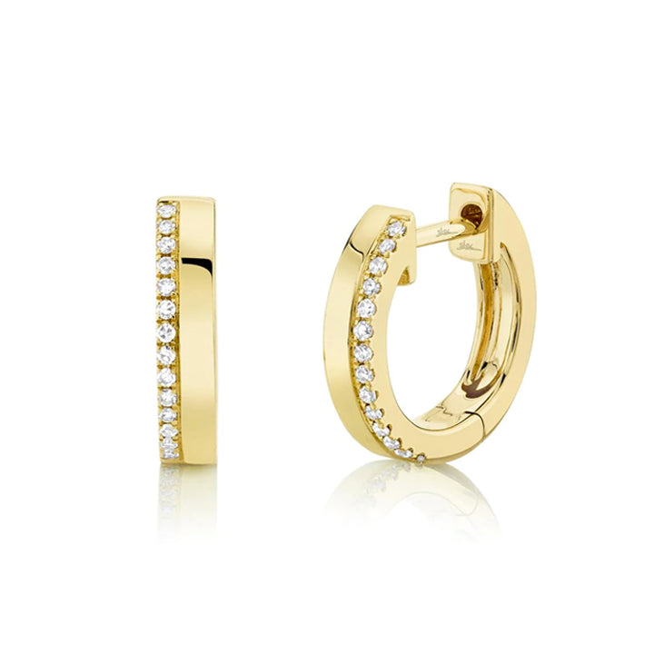 14K White Gold Diamond Huggie Earrings - SC55006224