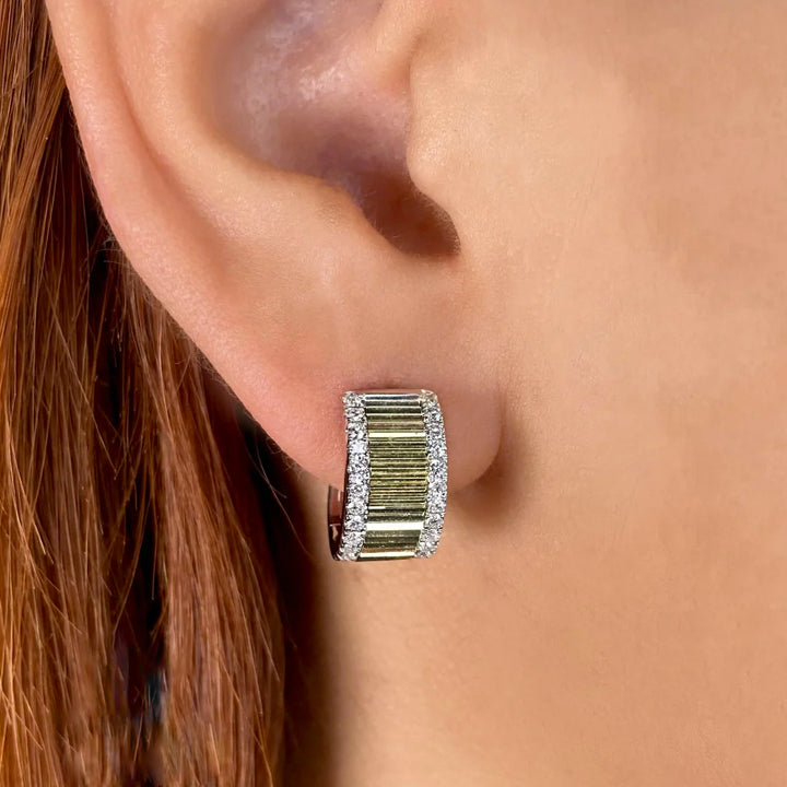 14K Two Tone Gold 0.46ctw Diamond Huggie Earrings - SC22008949