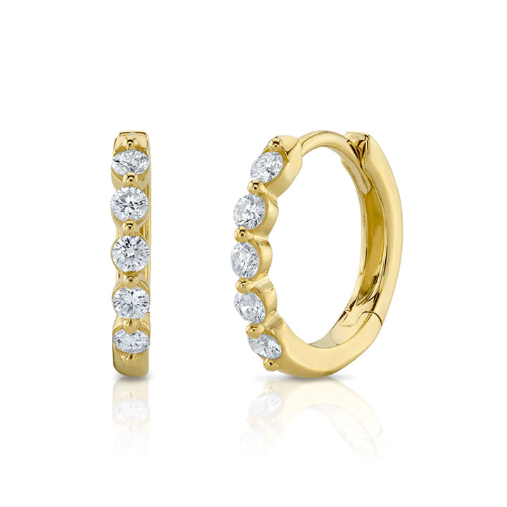14K Yellow Gold 0.24ctw Shared Prong Diamond Huggie Earrings - SC55023230