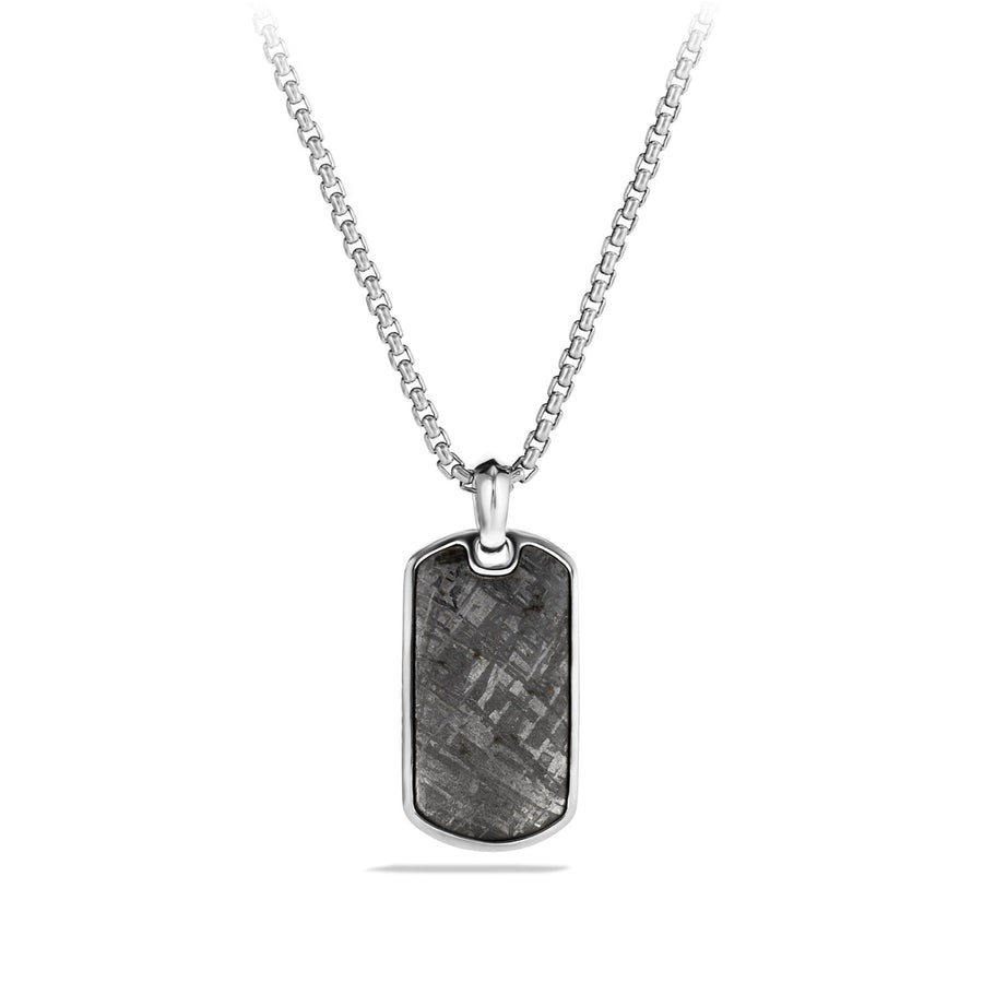 INOX Jewelry Meteorite Inlay Dog Tag Pendant with Black IP Box Chain  SSPMT715NK - RingMaster Jewelers