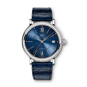 An intricate watch will always express sophistication and style - and this timepiece from IWC brings you just that. This Gents watch can surely be an awe-striking piece once you lay eyes upon it. With a Diamond bezel, this treasure represents delicate craftsmanship. Resting upon the Bezel are dazzling diamond stones that border the watch mesmerizingly. The Stainless Steel case that encloses this pieces mechanism is also evidence of the quality that comes from this stylish item. The contrasting B