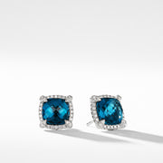 Sterling silver ��� Faceted Hampton Blue Topaz, 9mm, Pav? diamonds, 0.29 total carat weight,  ��� Earring, 11mm