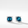 Sterling silver ��� Faceted Hampton Blue Topaz, 9mm, Pav? diamonds, 0.29 total carat weight,  ��� Earring, 11mm