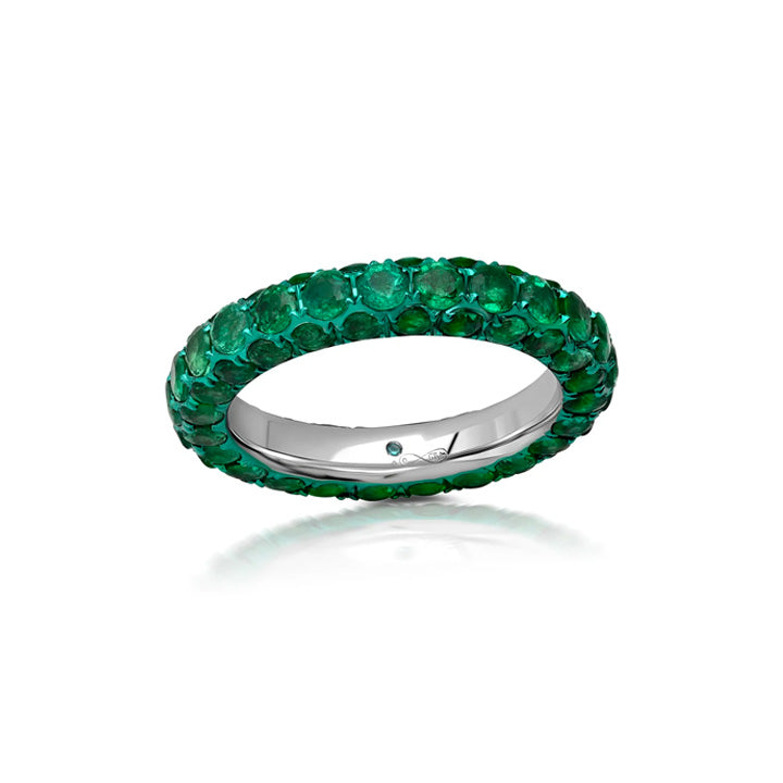 Graziela 18K Gold Rhodium Emerald 3-Sided Eternity Band - WBR-1001795AE