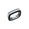 This 18K white gold band is not your average diamond band! From the top, 1.75 carat total weight G-H color white diamonds sparkle brilliantly. On the sides, the wearer gets the view of black enamel giving the ring an overall vintage appearance. 