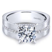 14k White Gold Diamond Engagement Ring. SETTING ONLY, center stone not included.