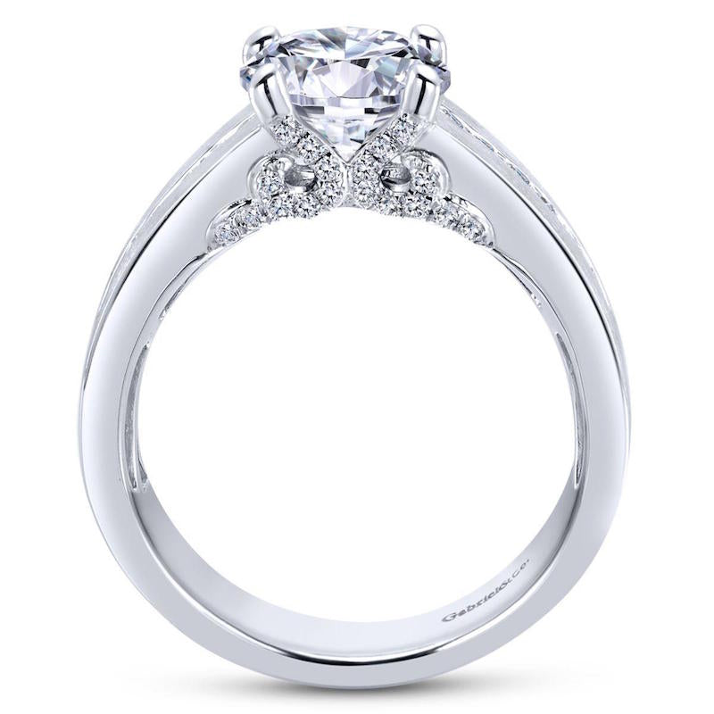 Gabriel & Co 14k White Gold Contemporary Straight Diamond Engagement Ring
