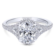 14k White Gold Diamond Engagement Ring. SETTING ONLY, center stone not included.