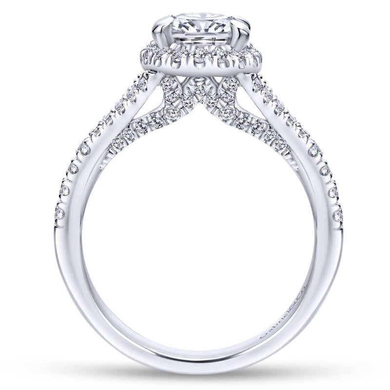 Gabriel & Co 14k White Gold Entwined Split Shank Diamond Engagement Ring