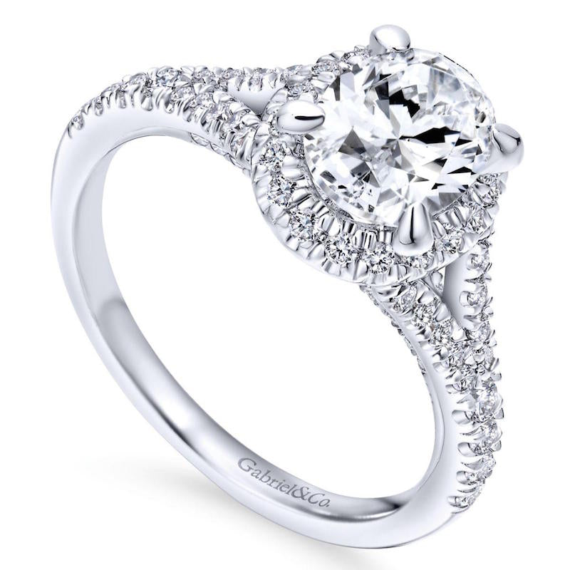 Gabriel & Co 14k White Gold Entwined Split Shank Diamond Engagement Ring