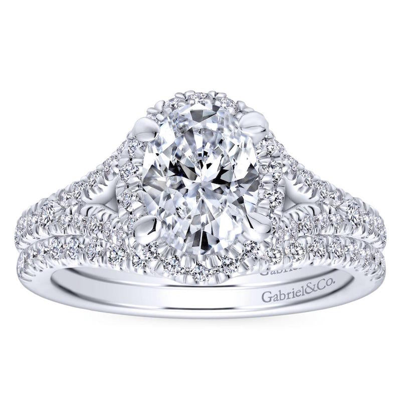 Gabriel & Co 14k White Gold Entwined Split Shank Diamond Engagement Ring