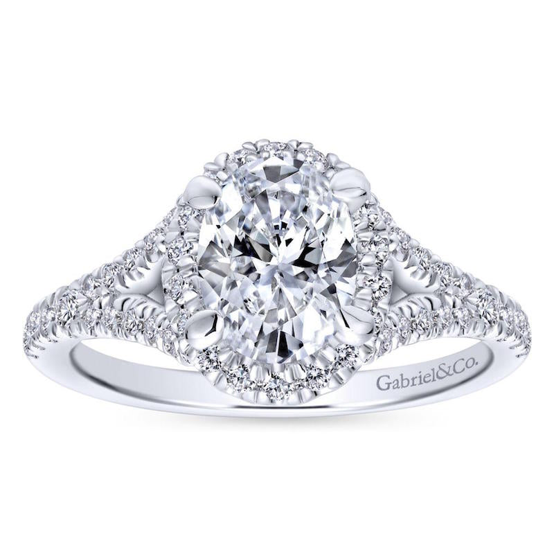Gabriel & Co 14k White Gold Entwined Split Shank Diamond Engagement Ring
