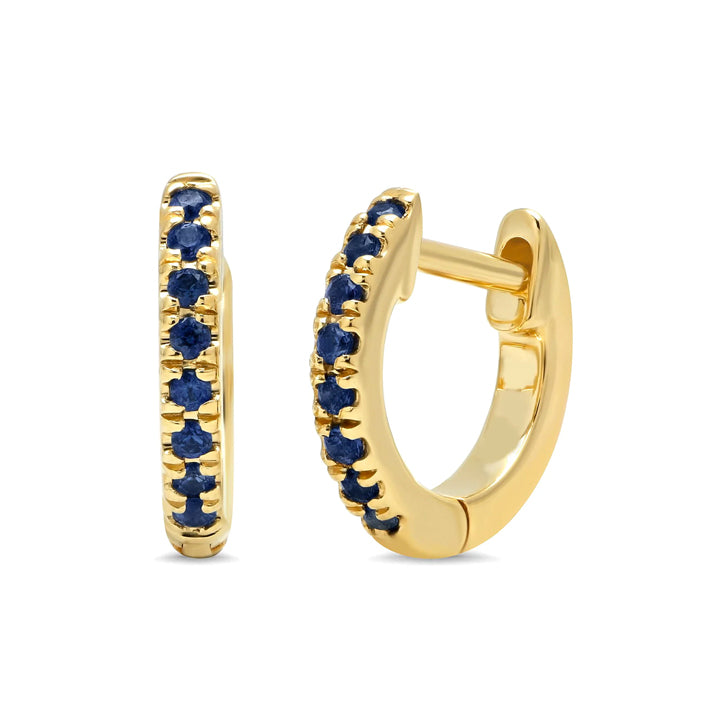 Eriness 14K Yellow Gold Mini Blue Sapphire Huggie Earrings - SBE49-YG-BS