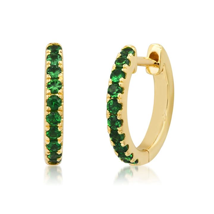 Eriness 14K Yellow Gold Standard  Tsavorite Huggie Earrings - SBH1-YG-TSAV