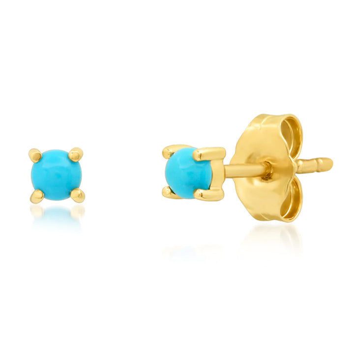 Eriness 14K Yellow Gold Turquoise Stud Earrings