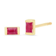 I've been searching for these studs all my life. The Ruby Baguette Studs are made up of 0.21 carats worth of channel-set rubies and fill the need of that not-too-big and not-too-small baguette stud shape that looks great laid horizontally or vertically on the lobe. They can be dressed up or down, and can be worn in any of your ear holes. They look amazing next to our Mini Ruby Huggies, or on their own. These Eriness earrings are not to be missed.
