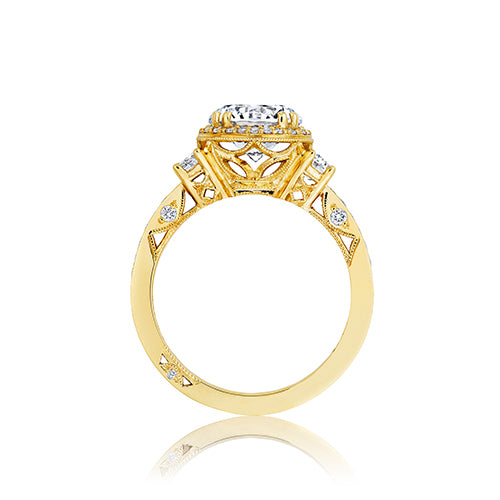 Tacori 18k Yellow Gold Dantela 3 Stone Engagement Ring - 2663RD8Y
