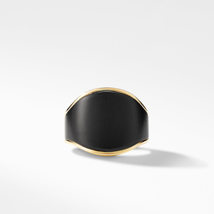 David Yurman Streamline Signet Ring in 18K Yellow Gold with Black Titanium - R25403M8N