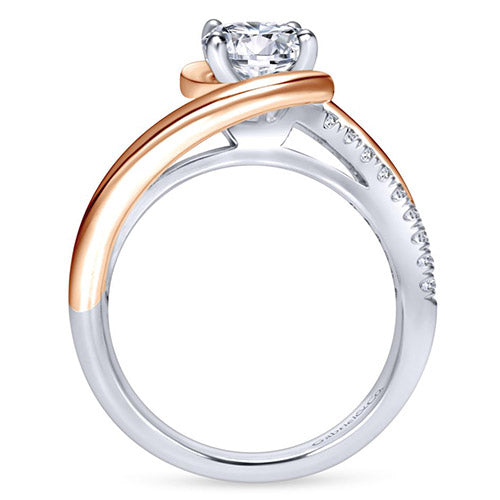 Gabriel & Co. 14K Two Tone Gold Round Bypass Engagement Ring - ER10309T44JJ