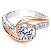 14K White and PInk Gold 0.20ct Diamond Engagement Ring *Center Stone Not Included*