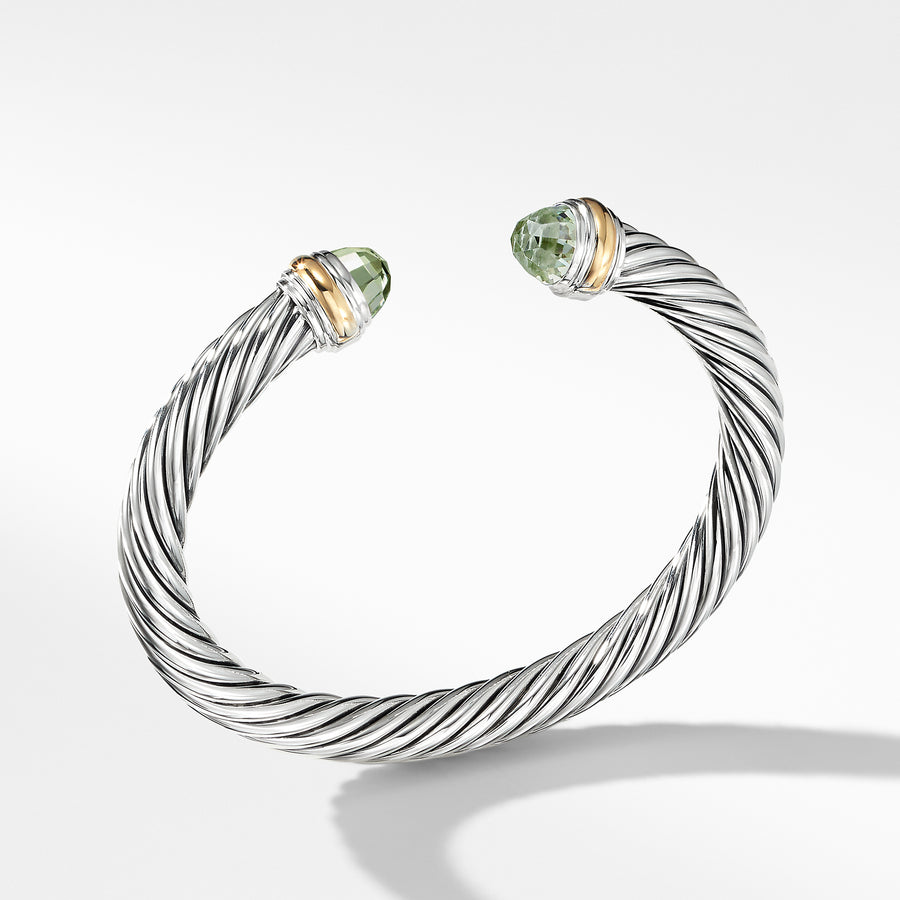 Sterling silver and 14-karat yellow gold ��� Faceted prasiolite,  ��� Cable, 7mm wide