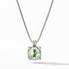 Sterling silver ��� Prasiolite, Pav? diamonds, .08 total carat weight,  ��� Adjustable length, 17-18 ��� Pendant, 14mm ��� Lobster clasp-
