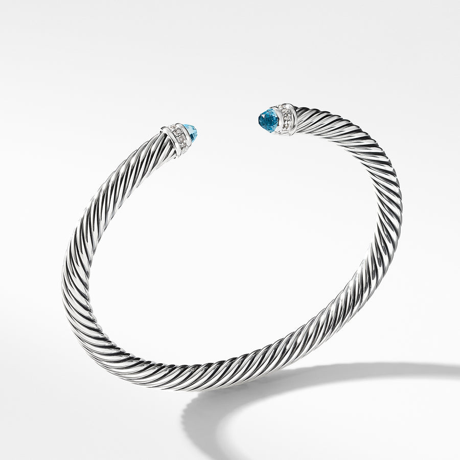 David Yurman Cable Classics Bracelet with Blue Topaz and Diamonds - B03934SSABTDI
