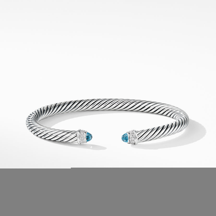 David Yurman Cable Classics Bracelet with Blue Topaz and Diamonds - B03934SSABTDI