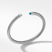 Sterling silver ��� Faceted blue topaz, Pav? diamonds, 0.07 total carat weight,  ��� Bracelet, 5mm wide
