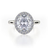 This immaculate Michael M engagement ring is displayed with a stunning oval shaped center diamond (not included at time of purchase), and can fit an array of diamonds ranging in size from 2.40 carats to 2.60 carats.