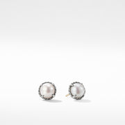Sterling silverWhite cultured freshwater pearls, 8mm diameter, Earring, 10mm diameter