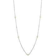 Freida Rothman 36 14K Gold & Black Rhodium Plated / Rhodium Plated Sterling Silver Necklace With Hand Cut CZ Stones.