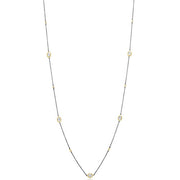 Freida Rothman 36 14K Gold & Black Rhodium Plated / Rhodium Plated Sterling Silver Necklace With Hand Cut CZ Stones.