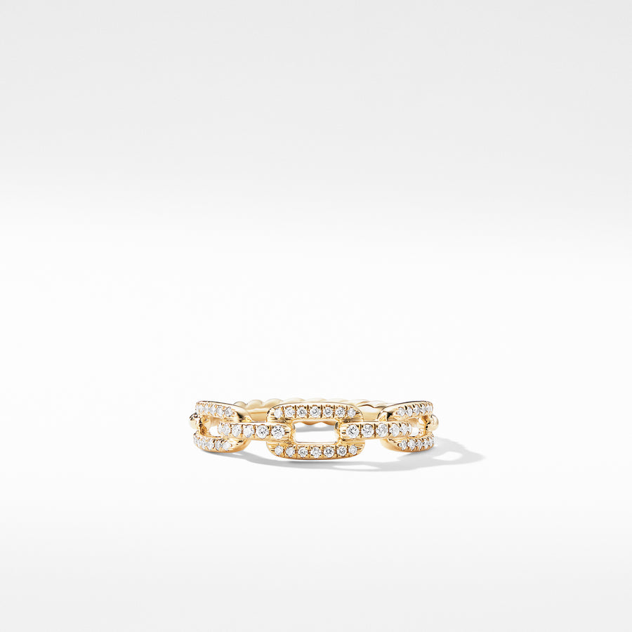 David Yurman Stax Single Row Pave Chain Link Ring with Diamonds in 18K Gold - R13037D88ADI