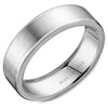 A brushed white gold wedding band. This ring is available in 14K, 18K (White, Yellow & Rose gold), Platinum 950 & Palladium, please call for pricing.