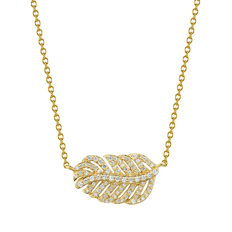 Sloane Street 18k Yellow Gold Diamond Feather Pendant- SS-P005G-WD-Y