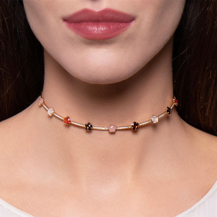 Pasquale Bruni 18K Rose Gold Figlia Dei Fiori Choker with 'Earth' Gems & Diamonds - 15964R