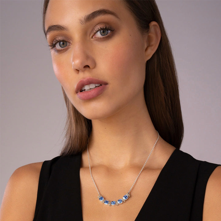 Lagos Caviar Color Five Station Swiss Blue Topaz Necklace - 04-81148-BML