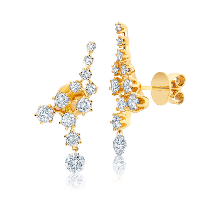 Graziela 18K Gold Floating Diamond Ear Climbers - FDE-1674430
