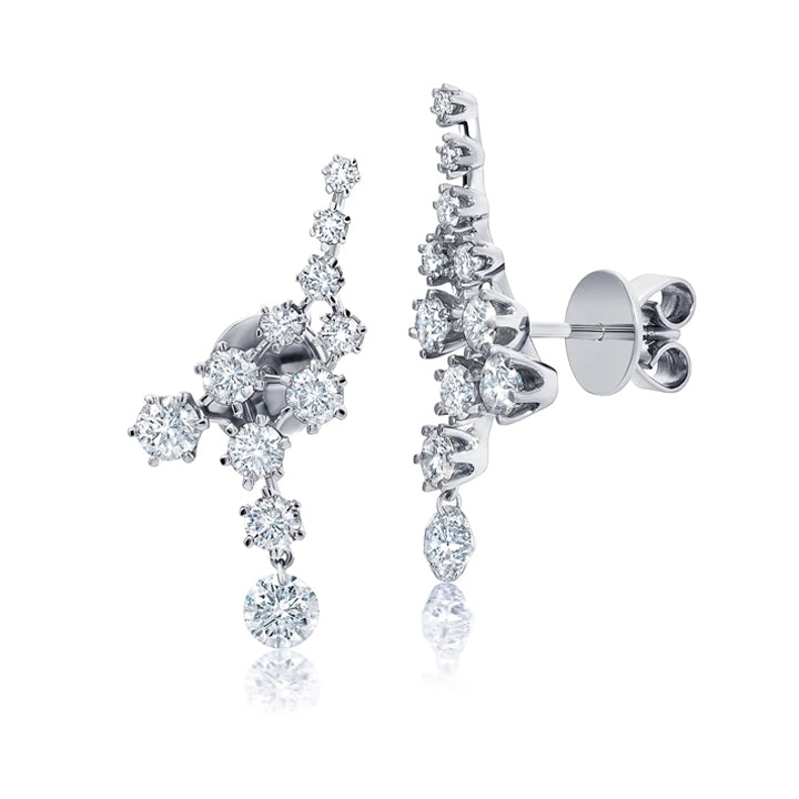Graziela 18K Gold Floating Diamond Ear Climbers - FDE-1674430