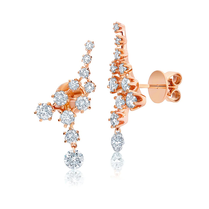 Graziela 18K Gold Floating Diamond Ear Climbers - FDE-1674430