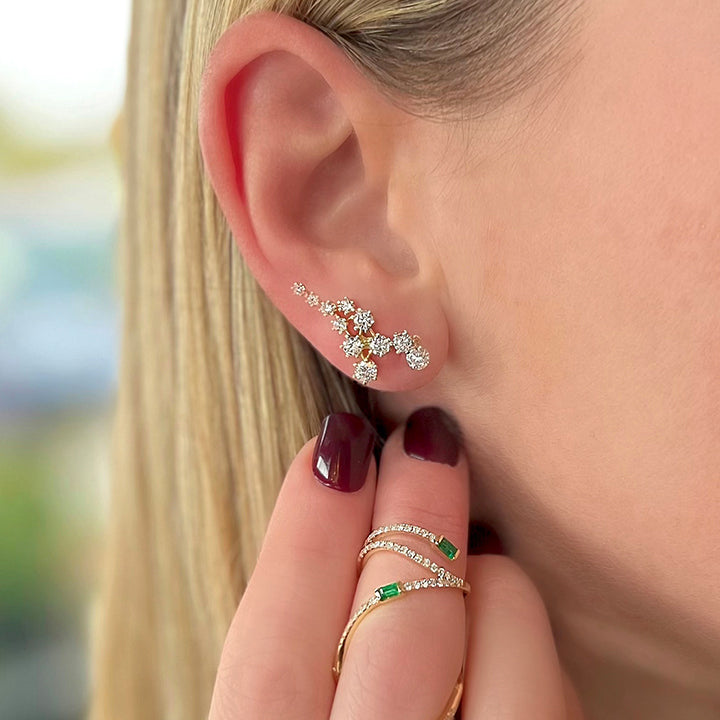 Graziela 18K Gold Floating Diamond Ear Climbers - FDE-1674430