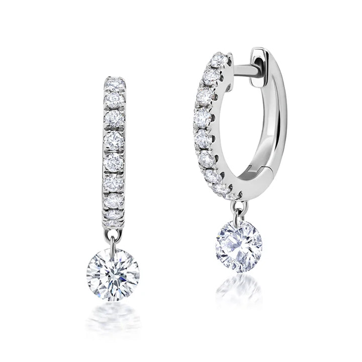Graziela 18K Gold 0.86ctw Floating Diamond Huggie Earrings - FDE-1631795