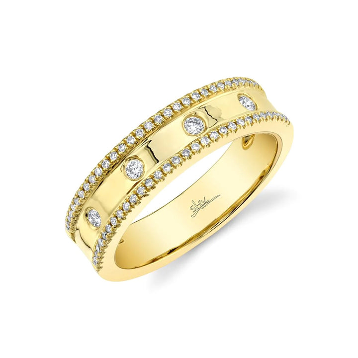 14K Yellow Gold Diamond Flush Set Ring - SC55004097V3