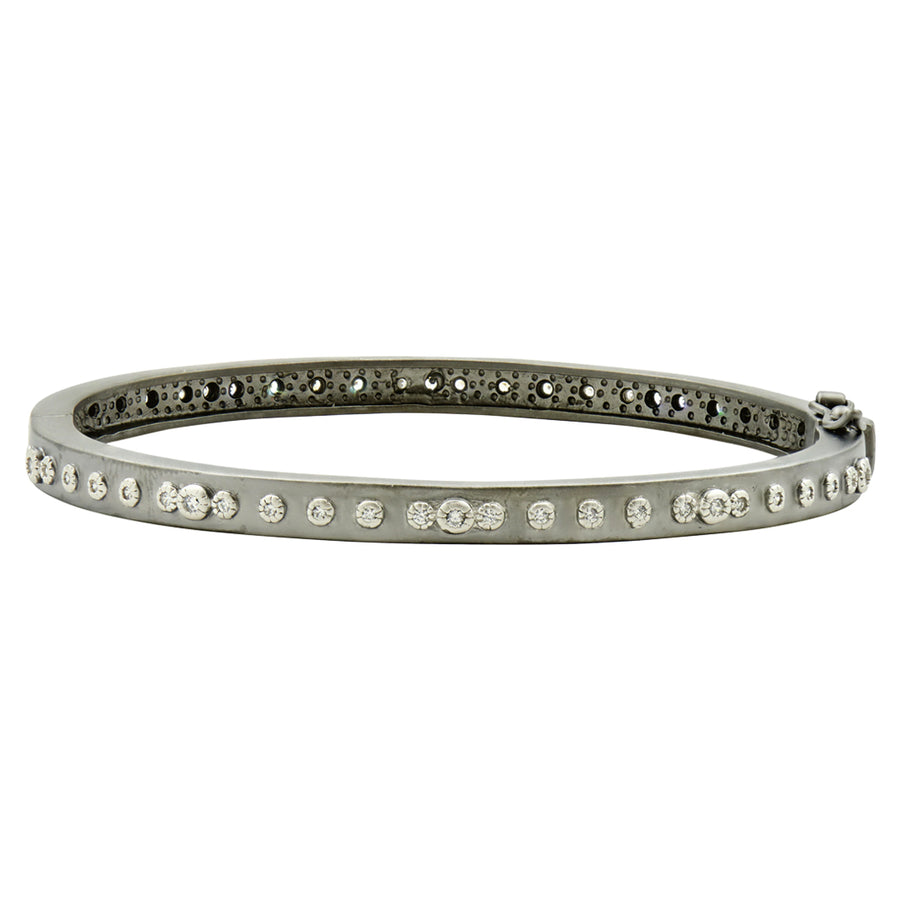 Freida Rothman Signature Mini Stud Bezel Stone Eternity Hinge Bangle Bracelet - PRZB080056B-1