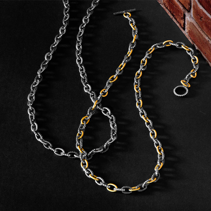 Freida Rothman Signature Alternating Chain Link Necklace - YRZ070421B-20