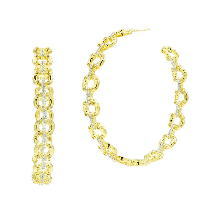 Freida Rothman Radiance Chain Link Hoop Earrings - RNPYZE47-14K