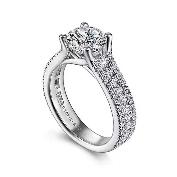 Gabriel & Co 14k White Gold Round Diamond Engagement Ring - ER14890R6W44JJ