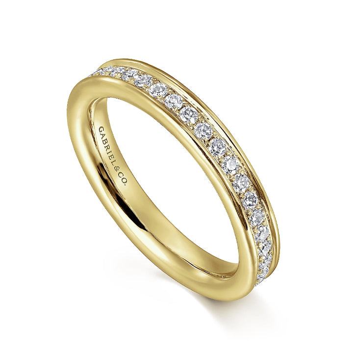 Gabriel & Co 14k Yellow Gold Romana Channel Set Diamond Eternity Wedding Band- AN6017-6Y44JJ